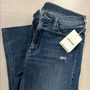 MOTHER Women's Dark Blue Straight Leg Jeans